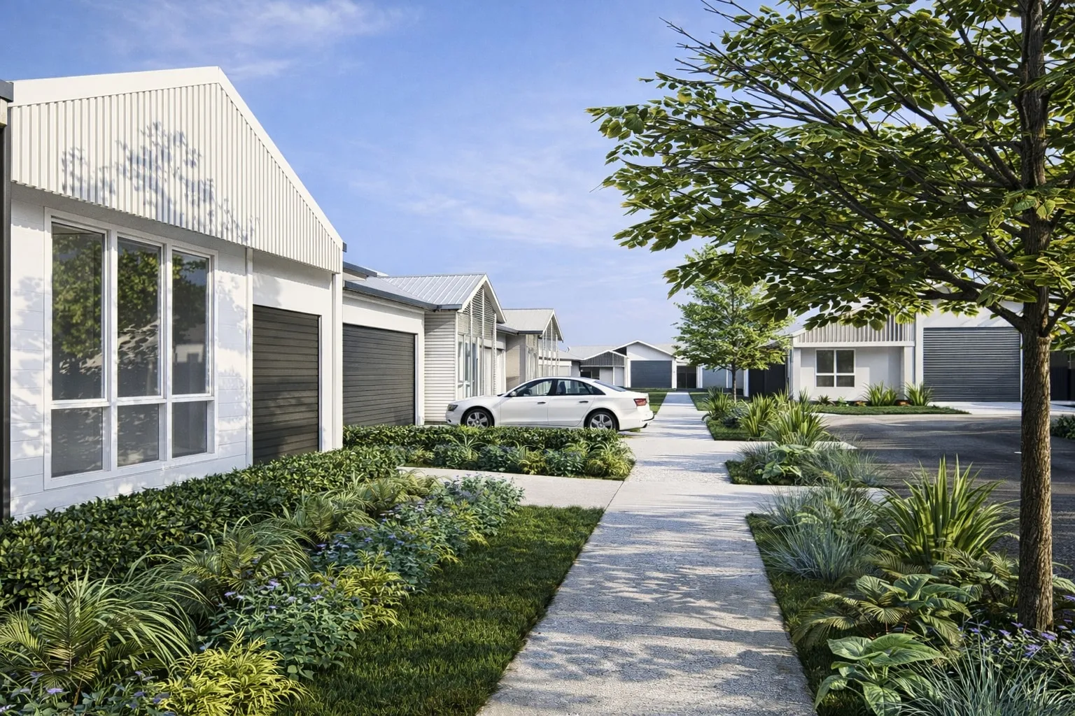 Entry path to a Solara home through native planting